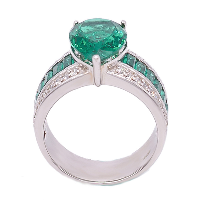 ladies green pear nano ring