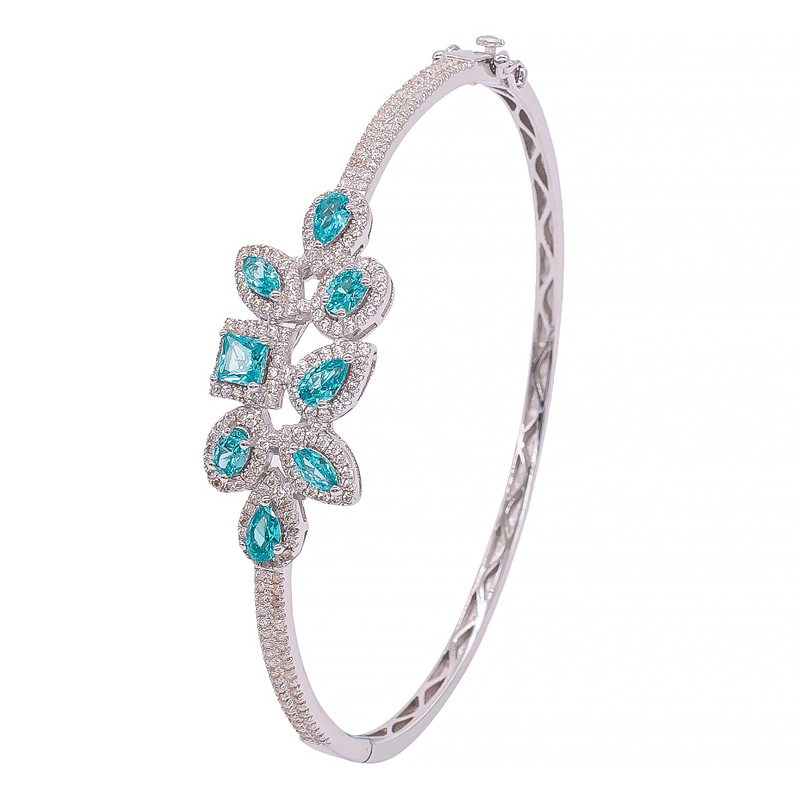 Silver Paraiba Cluster Bangle