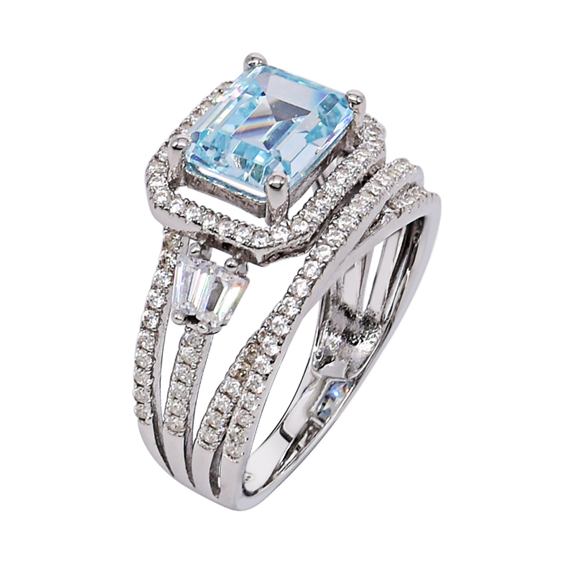 925 ring with Aqua CZ