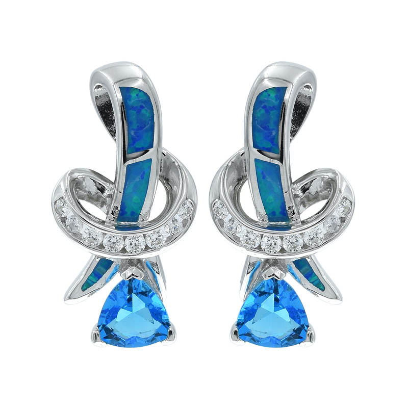 opal earrings with ocean blue stones