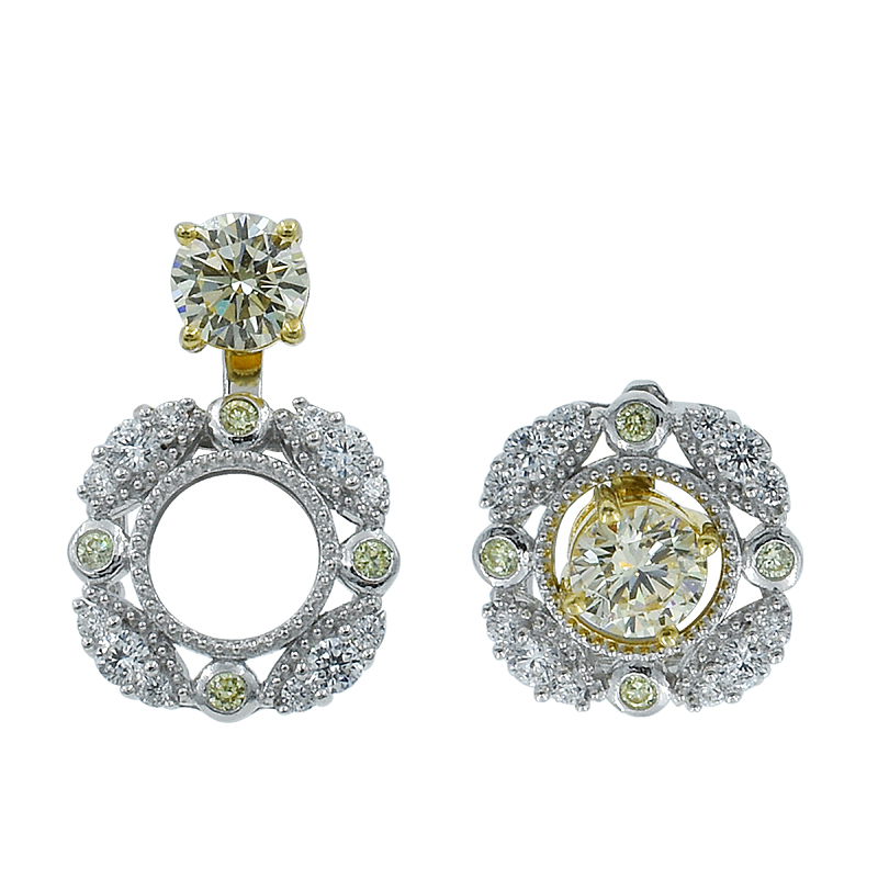 Diamond Yellow stud ladies earrings 