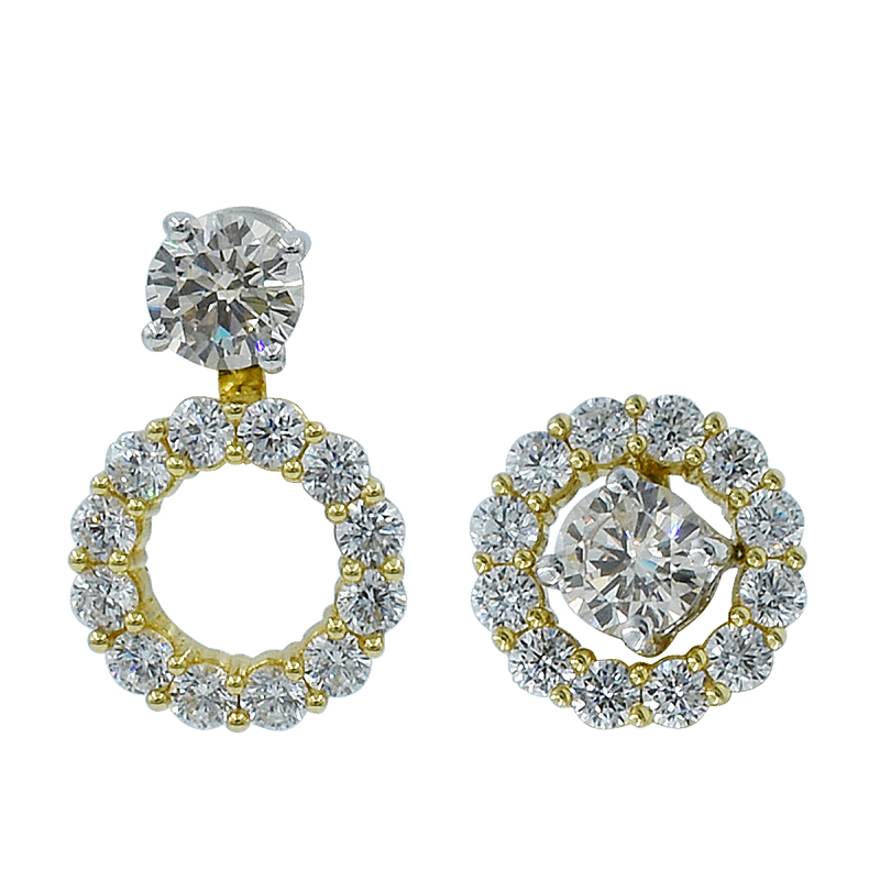 halo earrings with Morganite Peach CZ