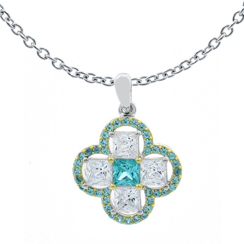 paraiba clover pendant