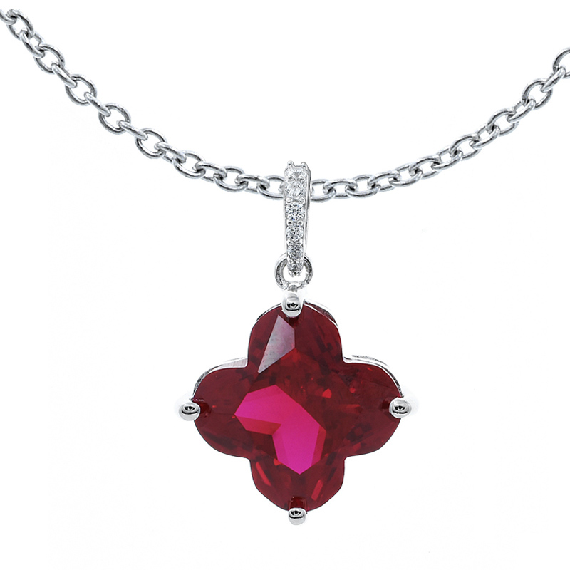 ruby corundum clover pendant