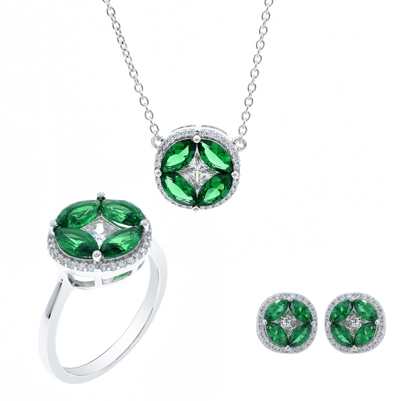 round shape silver jewelry set