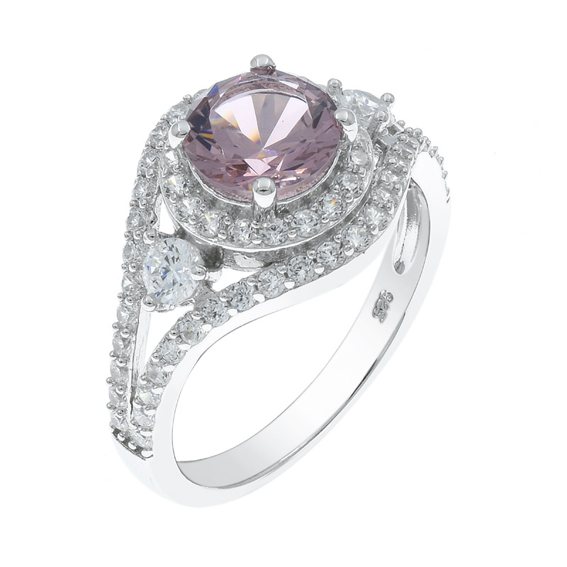 silver halo morganite ring 