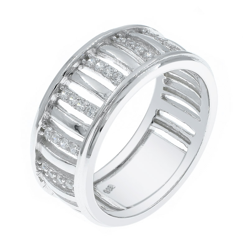 stylish silver white cz ring for ladies