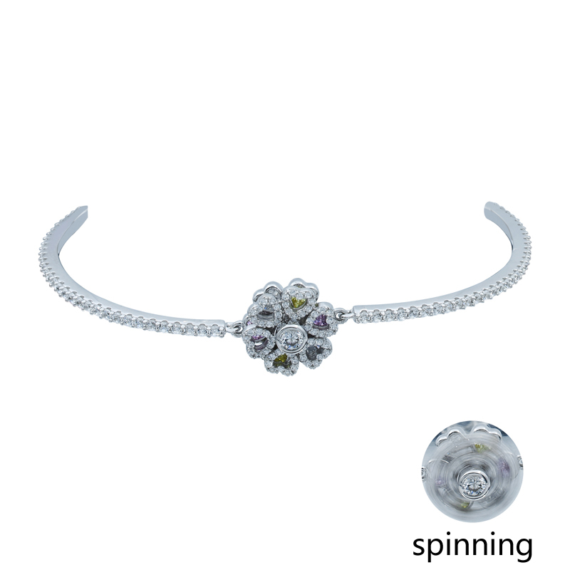 fancy silver ladies spinning bracelet