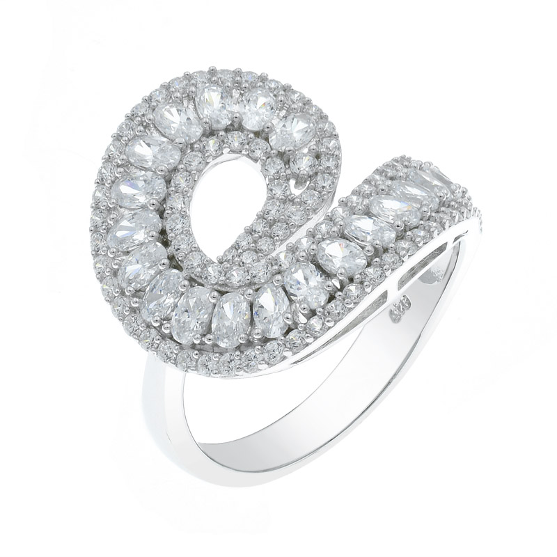 twist white cz ring for ladies