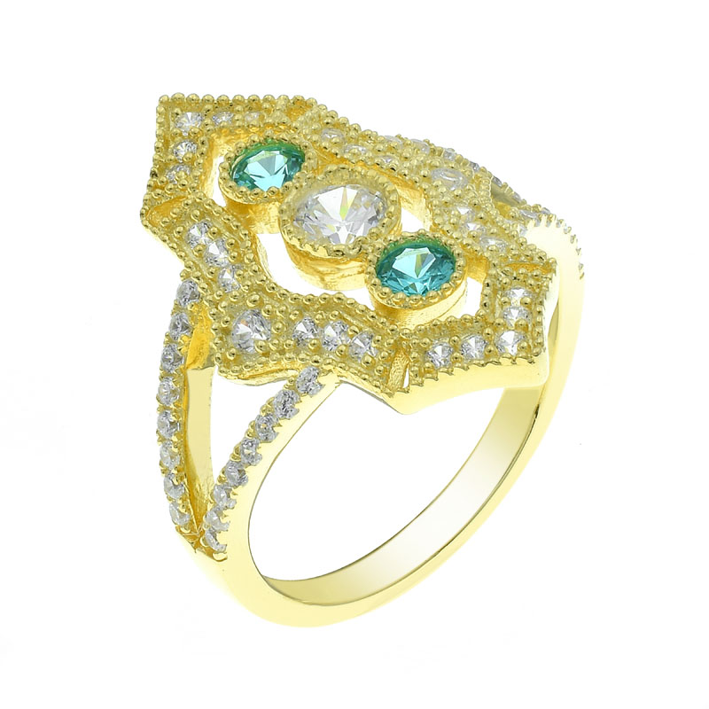 gold plated hollow out ring for ladies