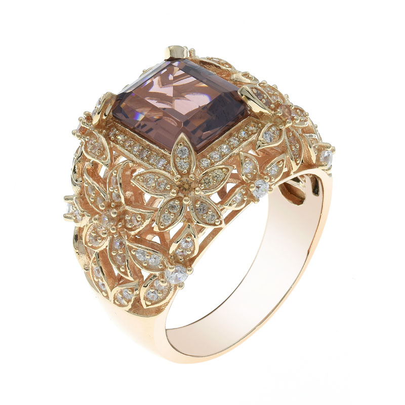 emerald cut morganite nano ring for ladies