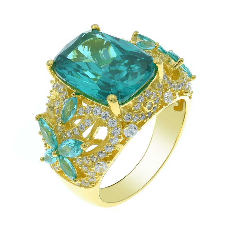 925 ring with baguette shape paraiba