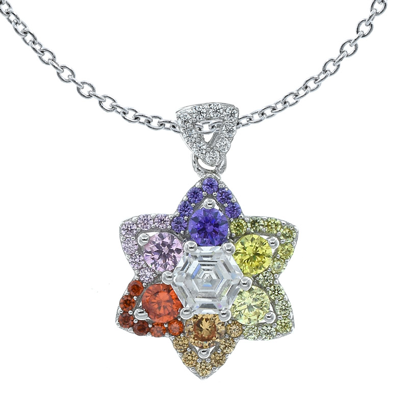 Women Multicolor Hexagram Pendant