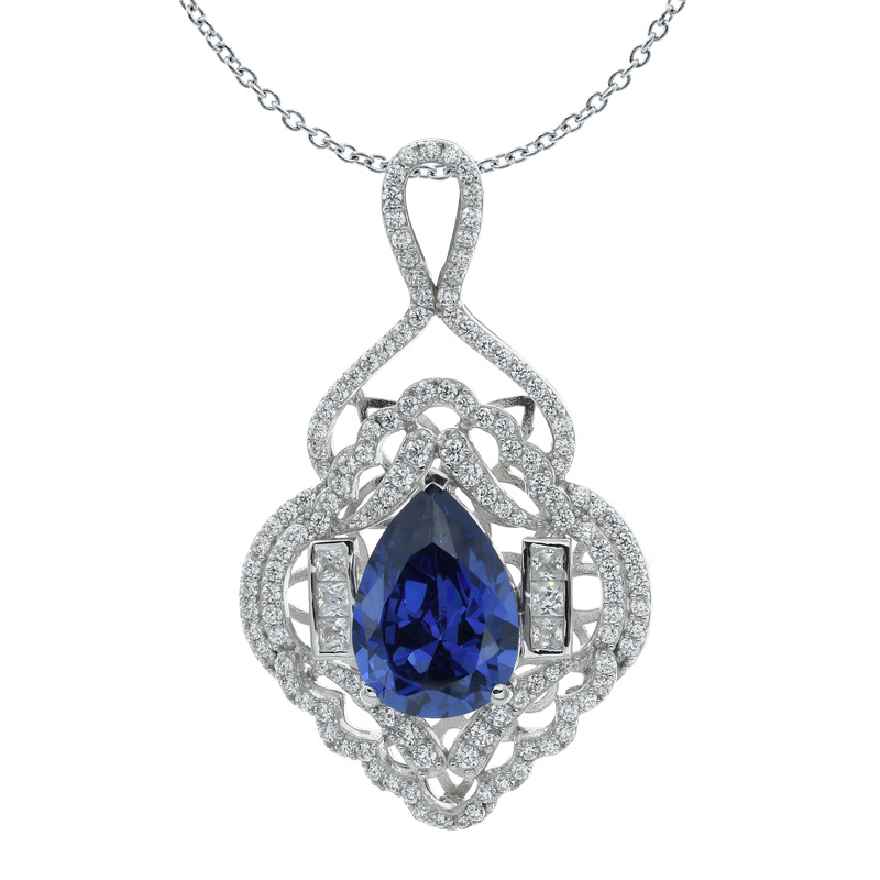 Women Pear Shape Tanzanite CZ Pendant