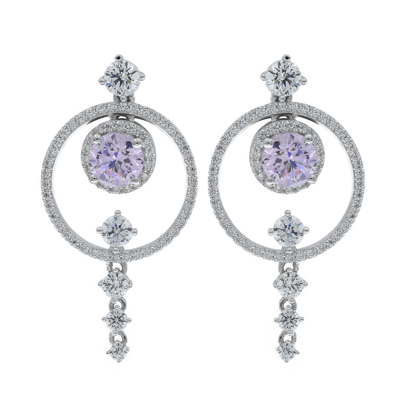 Winsome Diamond Pink CZ Chandelier Earrings