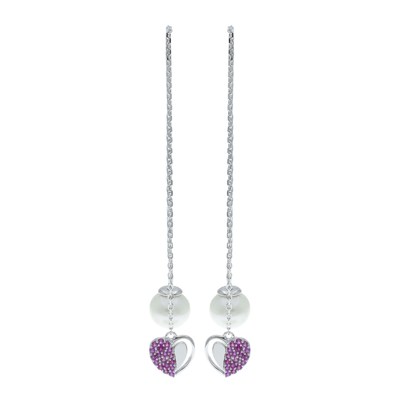 Ladies Heart Shape Dangling Earrings