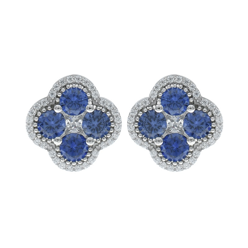 Women 4 Leaf Clover Tanzanite CZ Earrings