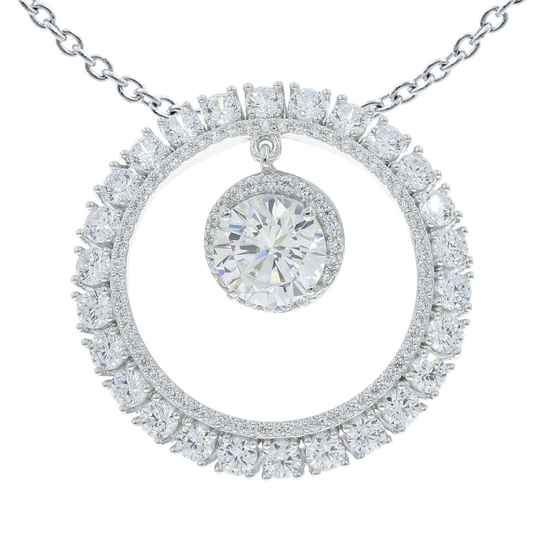 Women Exquisite White CZ Circle Pendant