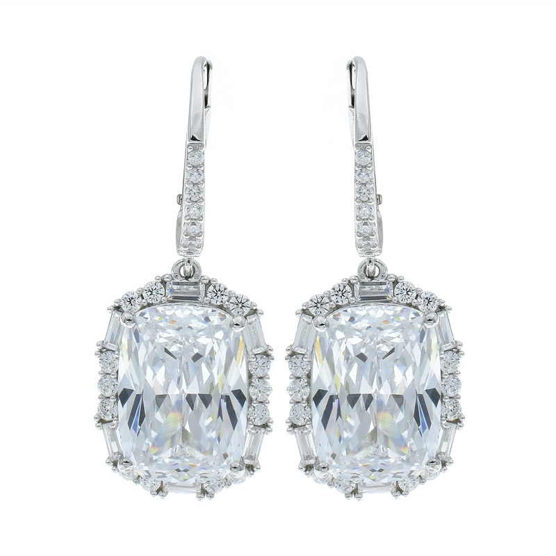 Ladies Glittering White CZ Earrings