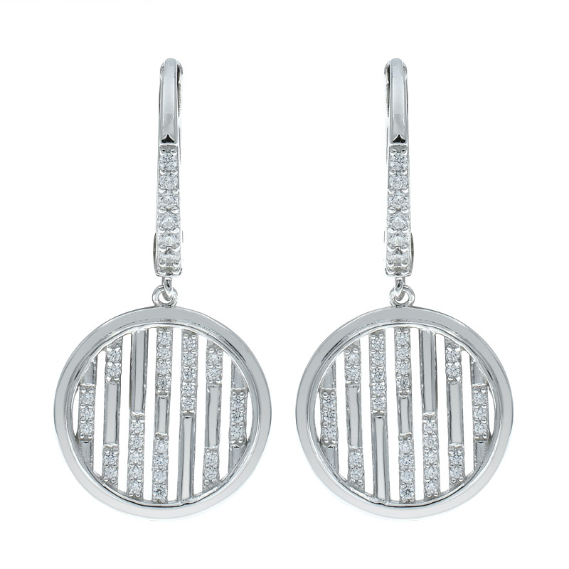 Understated White CZ Round Shape Ladies Earrings