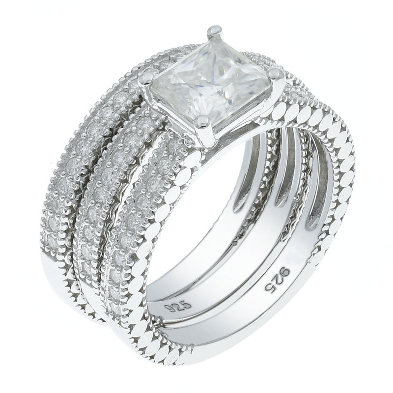 Women Detachable White CZ Ring