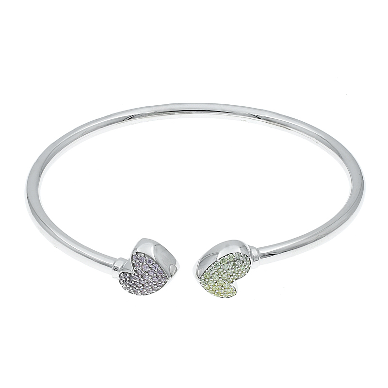 Women Double Heart Open Bangle