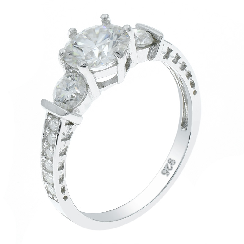 Women Three Stone Shining White CZ Ring