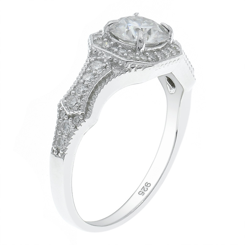 Women Dazzling Halo White CZ Ring