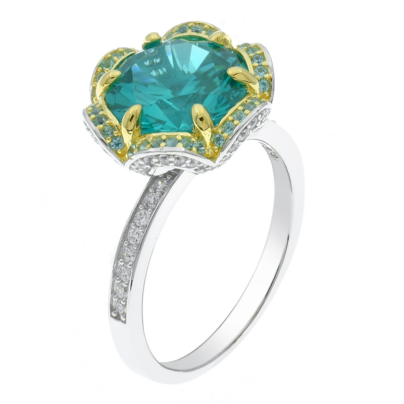 Women Ornate Floral Paraiba Ring