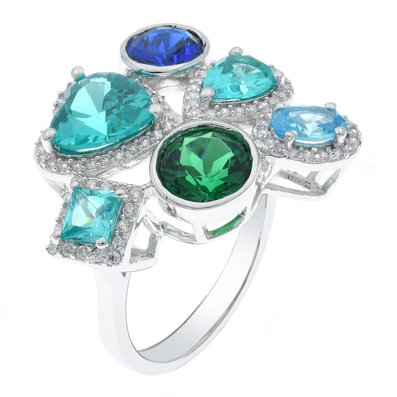 Women Multicolor Stones Cluster Ring