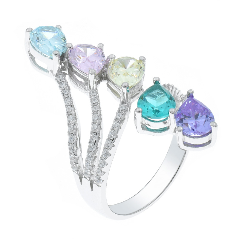 Women Multicolor Five Stones Ring