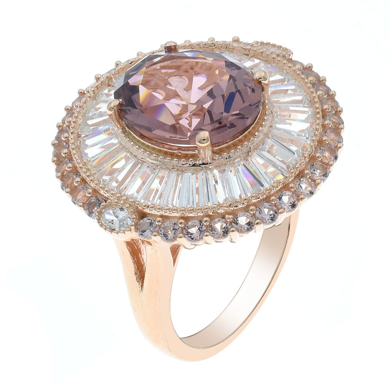 Women Round Shape Ring With Morganite Nano