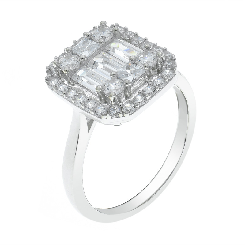 Fancy Ladies Silver Ring With White CZ