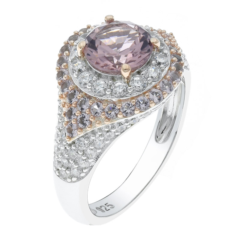 Two Tone Plated Morganite Nano Ladies Ring