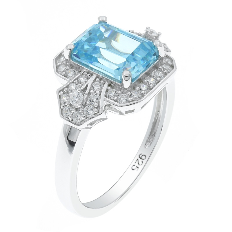 Women Shinning Aqua CZ Ring