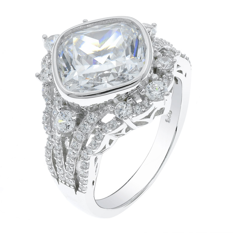 Lavish Women Cushion Shape White CZ Ring 