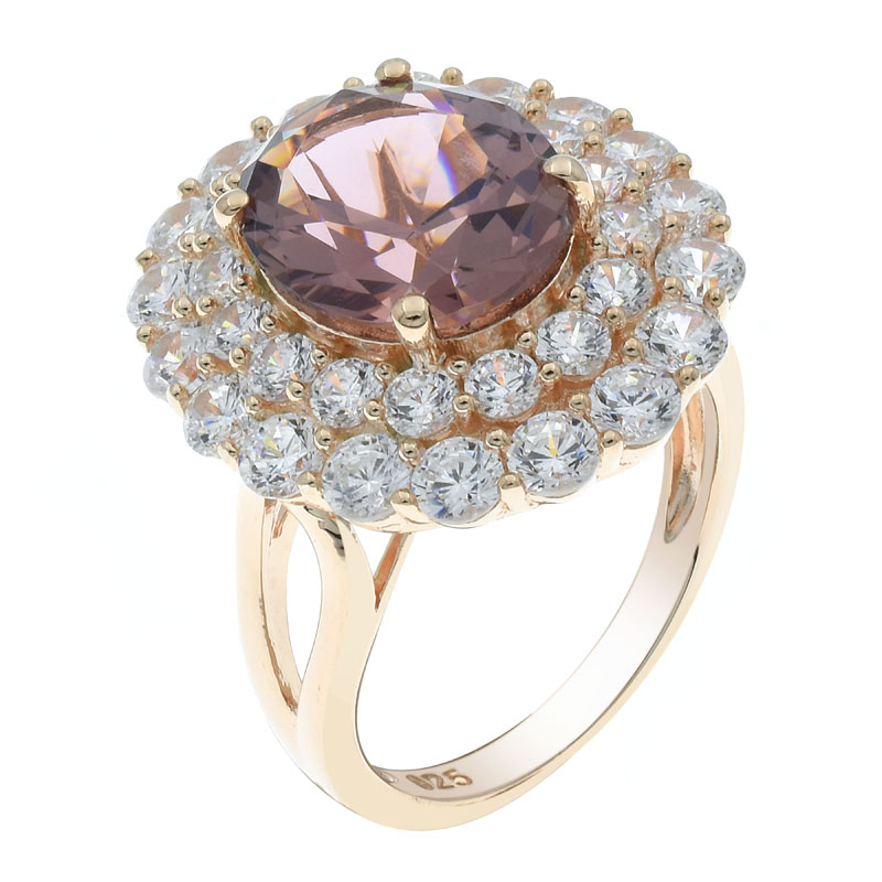 Women Double Halo Morganite Nano Ring