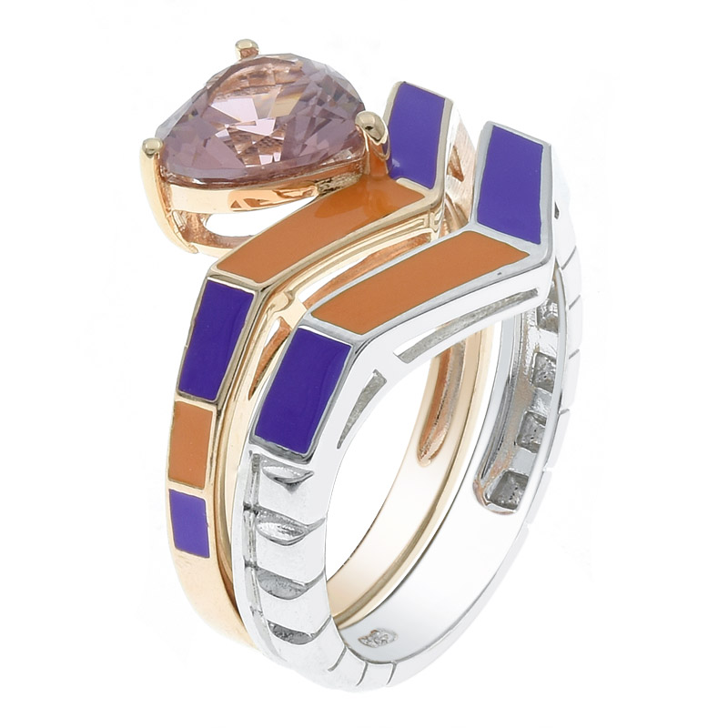 Women Morganite Nano Enamel Ring