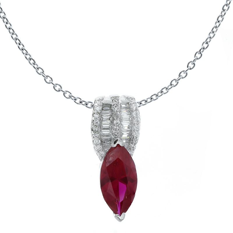 Women Red Corundum Jewelry Pendant