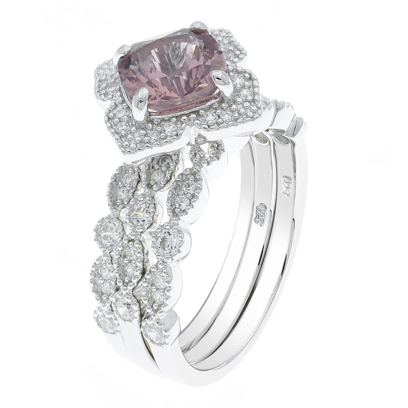 Women Ring Set With Morganite Nano