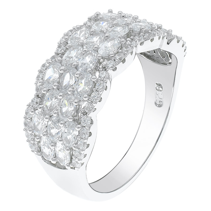 Wholesale Women White CZ Half Circle Ring