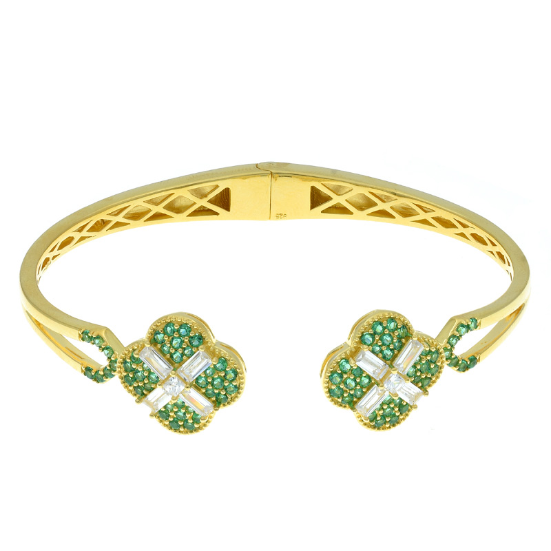 Women Double Clover Open Bangle