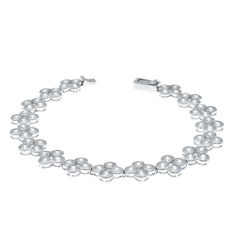 White CZ Clover Bracelet For Women
