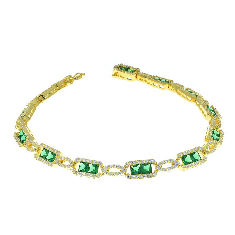 Baguette Green Nano Bracelet For Ladies