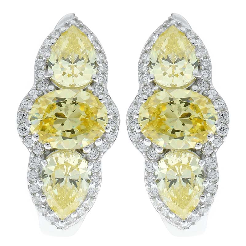 China Women Earrings With Diamond Yellow CZ