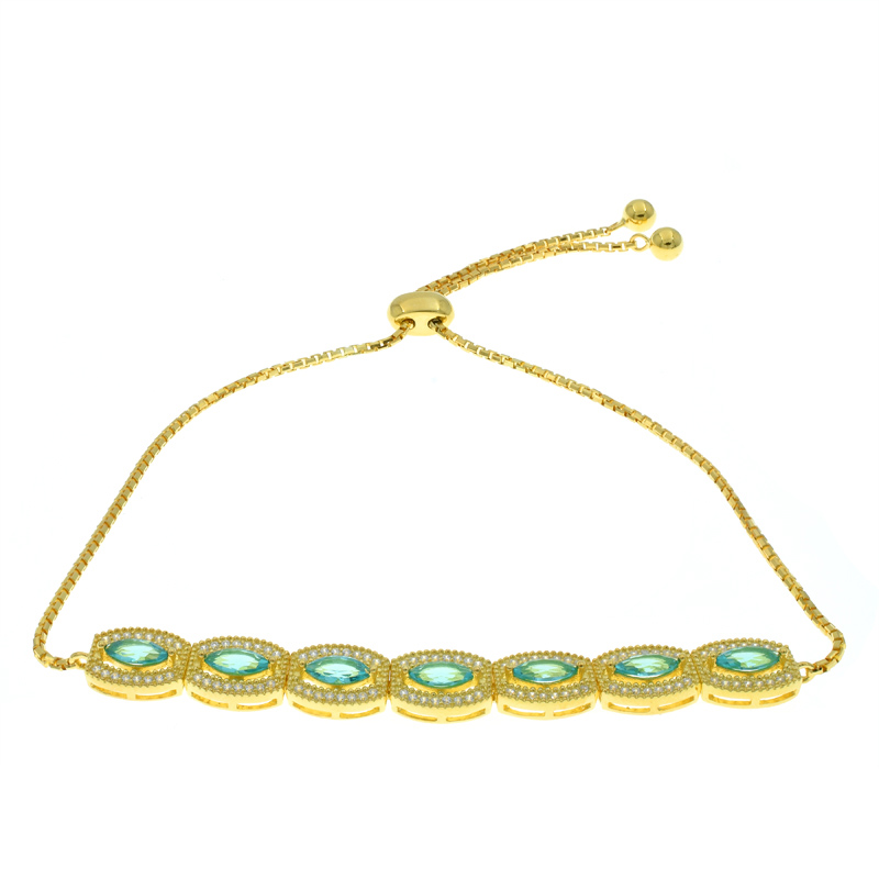 925 Silver Bar Bolo Bracelet With Paraiba YAG