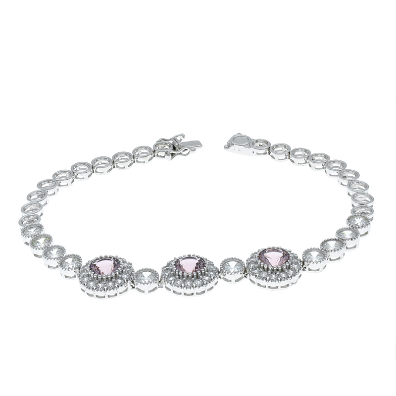 Women Triple Halo Bracelet With Morganite Nano