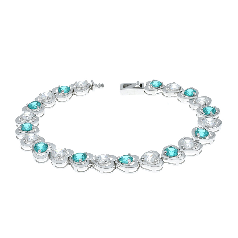 alternating White CZ & Paraiba 925 Bracelet