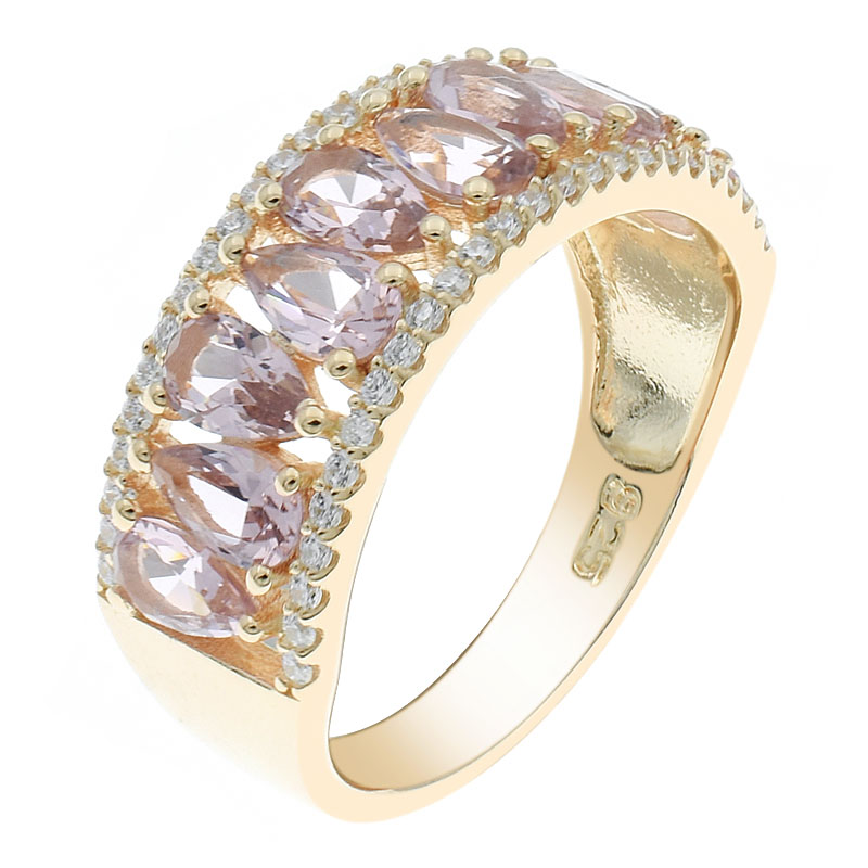 Women Morganite Nano Half Circle Ring