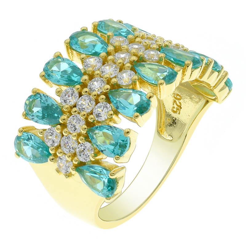 Women Paraiba Half Circle Ring Jewelry